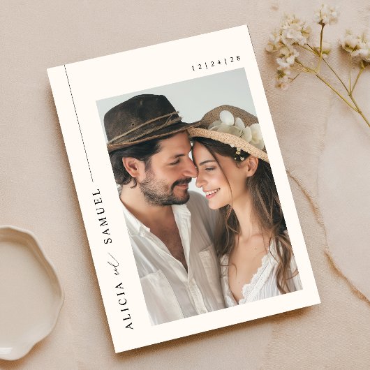 Einfaches elegantes Front- & Back-Foto Einladung