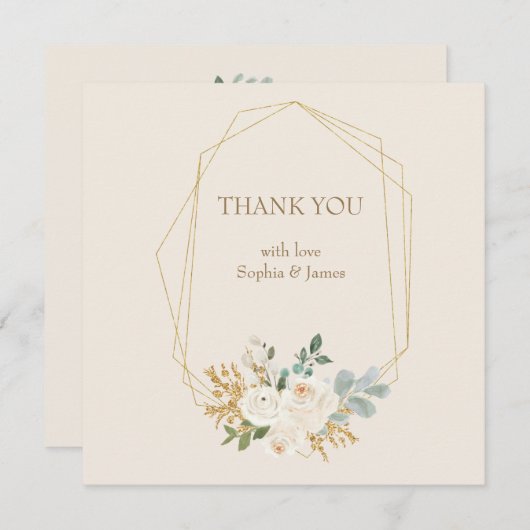Einfaches elegantes geometrisches Rahmen aus Gold Dankeskarte (Vorne/Hinten)