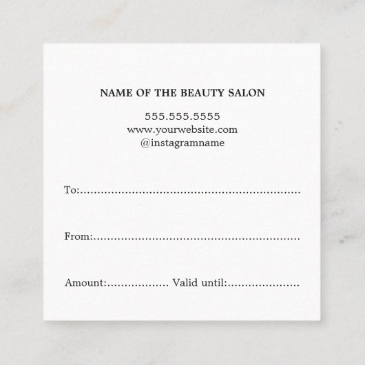 Einfaches elegantes Geschenk von Red White Beauty Quadratische Visitenkarte (Rückseite)