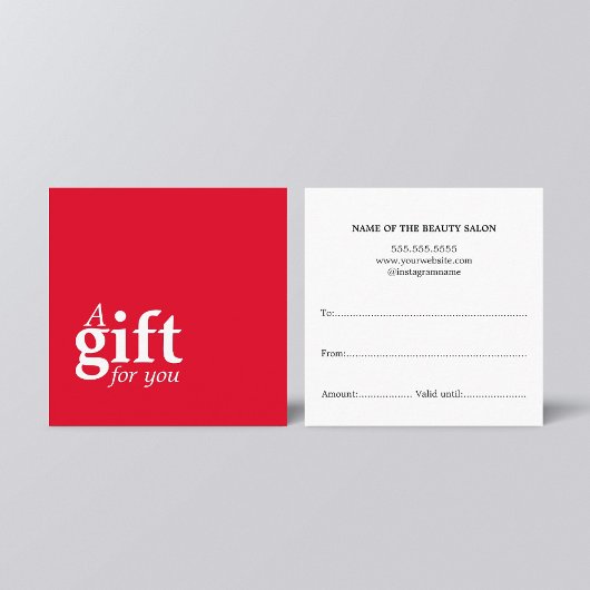 Einfaches elegantes Geschenk von Red White Beauty Quadratische Visitenkarte