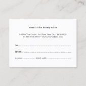 Einfaches elegantes Geschenkgutschein Rabattkarte (Rückseite)