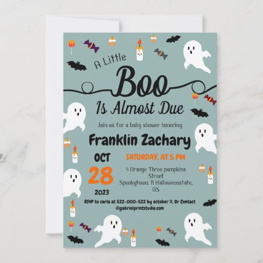 Einfaches elegantes Gespenst, Halloween-Kinderdusc Einladung (Vorderseite)