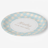 Einfaches, elegantes Gingham-kariertes Party Pappteller (Schrägansicht)