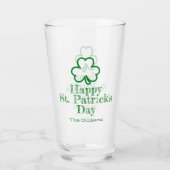 Einfaches Elegantes Glück Kleeblatt St Patricks Da Glas (Rückseite)