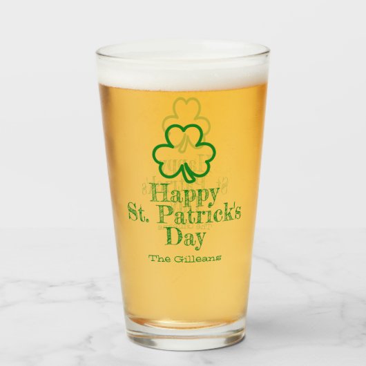 Einfaches Elegantes Glück Kleeblatt St Patricks Da Glas (Vorne (Gefüllt))