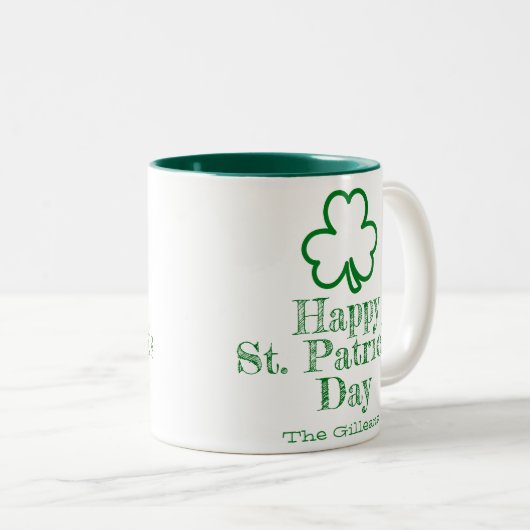 Einfaches Elegantes Glück Kleeblatt St Patricks Da Zweifarbige Tasse (VorderseiteRechts)