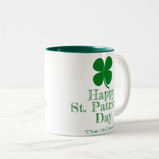 Einfaches Elegantes Glück Kleeblatt St Patricks Da Zweifarbige Tasse (VorderseiteRechts)