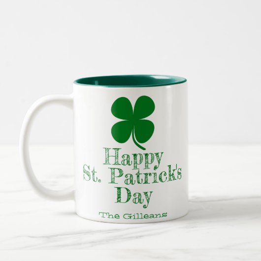 Einfaches Elegantes Glück Kleeblatt St Patricks Da Zweifarbige Tasse (Links)