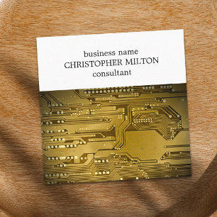 Einfaches elegantes Gold Circuit Board HighTech Se Quadratische Visitenkarte