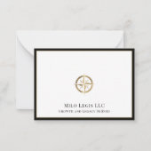 Einfaches elegantes Gold Compass-Logo Mitteilungskarte (Vorderseite)