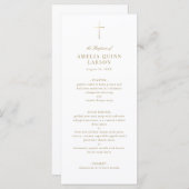 Einfaches elegantes Gold Cross Taufen Christening Menükarte (Vorne/Hinten)