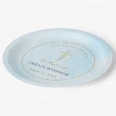 Einfaches elegantes Gold Cross Taufen Christening Pappteller (Schrägansicht)