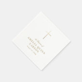 Einfaches elegantes Gold Cross Taufen Christening Serviette (Ecke)