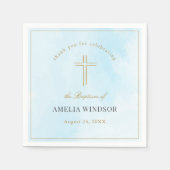 Einfaches elegantes Gold Cross Taufen Christening Serviette (Vorderseite)