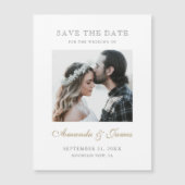 Einfaches elegantes Gold Custom Foto Save the Date Magneteinladung (Vorderseite)