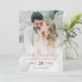 Einfaches, elegantes Gold Custom Foto Wedding Save The Date (Stehend Vorderseite)