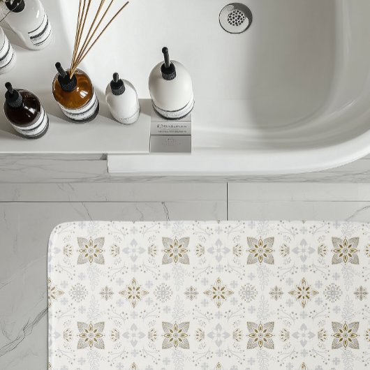Einfaches elegantes Gold Folk Tile Muster Badematte