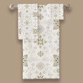 Einfaches elegantes Gold Folk Tile Muster Badhandtuch Set