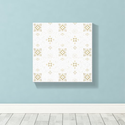 Einfaches elegantes Gold Folk Tile Muster Leinwanddruck (Insitu (Holzboden))