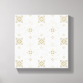 Einfaches elegantes Gold Folk Tile Muster Leinwanddruck