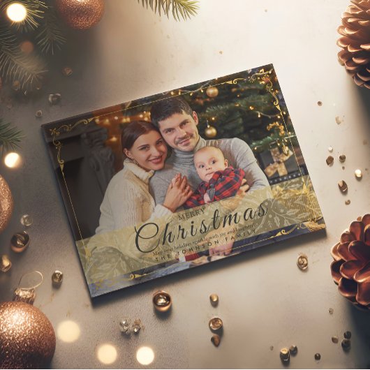 Einfaches elegantes Gold Frame Foto Weihnachten