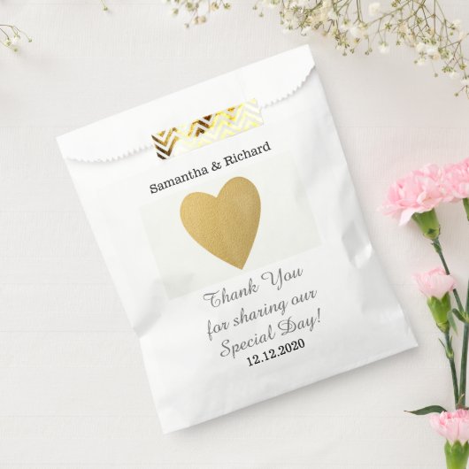 Einfaches elegantes Gold Heart Wedding Vielen Dank Geschenktütchen (Versiegelt)