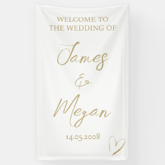 Einfaches Elegantes Gold Herz Willkommensschild Banner