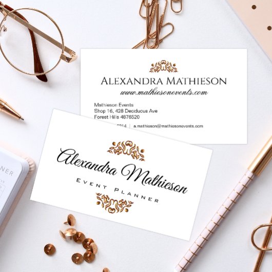 Einfaches elegantes Gold Jewel Modernes Event Plan Visitenkarte