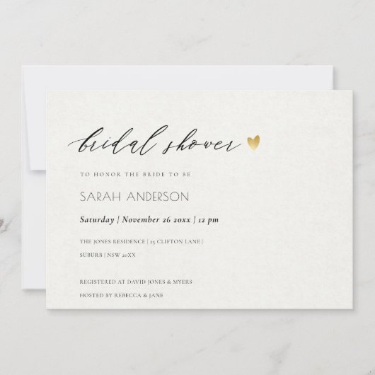 EINFACHES ELEGANTES GOLD KRAFT TYPOGRAPHY-BRAUTPAR EINLADUNG (Vorderseite)