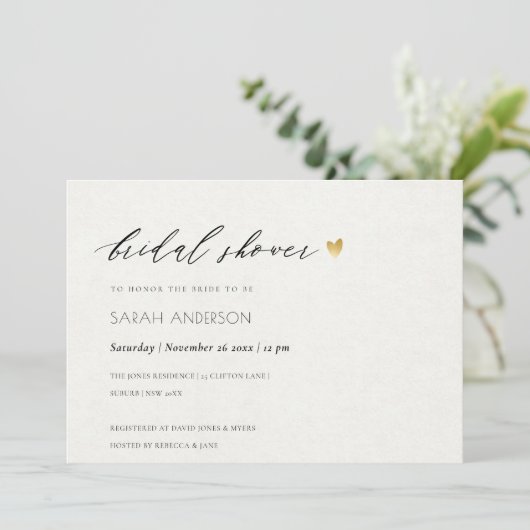 EINFACHES ELEGANTES GOLD KRAFT TYPOGRAPHY-BRAUTPAR EINLADUNG (Stehend Vorderseite)