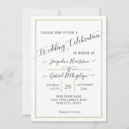 Einfaches elegantes Gold-Minimal-Script-Wedding-Fo Einladung