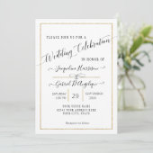 Einfaches elegantes Gold-Minimal-Script-Wedding-Fo Einladung (Stehend Vorderseite)