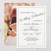 Einfaches elegantes Gold-Minimal-Script-Wedding-Fo Einladung (Vorne/Hinten)