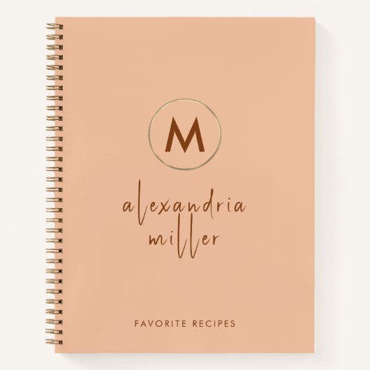 Einfaches elegantes Gold Monogram Rezept Buch (Vorderseite)
