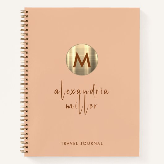 Einfaches elegantes Gold Monogram Travel Journal Notizblock (Vorderseite)