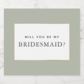 Einfaches elegantes Gold Sage Green Bridesmaid-Ang Schaumweinetikett (Einzelnes Label)