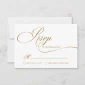 Einfaches elegantes Gold Script-Hochzeit-RSVP Einladung (Vorderseite)