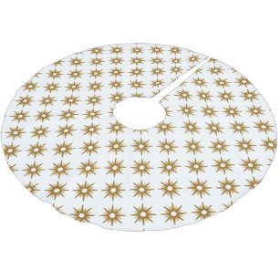 Einfaches elegantes Gold-Sternexplosion-Muster Polyester Weihnachtsbaumdecke
