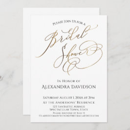 Einfaches elegantes Gold Typografy-Brautparty Einladung