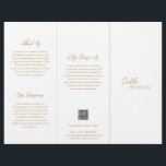 Einfaches elegantes Gold zeitgenössisches QR-Code  Flyer<br><div class="desc">Moderne und berufliche Imitate Gold dreilfach Broschüre Flyer mit einem einfachen und minimalen Design mit Ihrem Namen in einem eleganten Drehbuch und zeitgenössischen Sans Serif Schriftart. Die Vorlage enthält mehrere geteilte Bereiche für Ihre Dienste in einem minimalistischen Layout. Der Rücken hat Ihre Kontaktdaten und optionalen QR-Code. Wenn Sie es vorziehen,...</div>