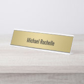 Einfaches elegantes Goldmetall Sheen Schreibtischnamensplakette (Vorderseite )