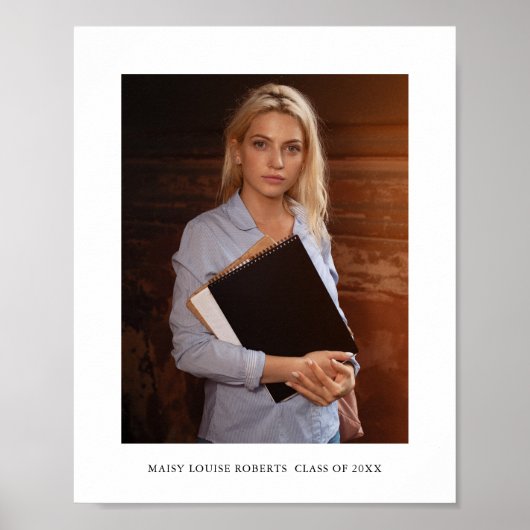 Einfaches elegantes Graduate Foto und Name Poster (Vorne)