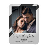 Einfaches elegantes, graues Foto Save the Date Magnet (Vertikal)