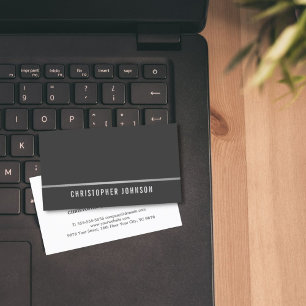 Einfaches elegantes graues Imitat-silberne Linie Visitenkarte