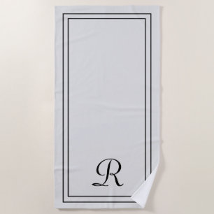 Einfaches, elegantes, graues Schwarz-Monogram-Bade Strandtuch