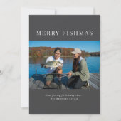 Einfaches elegantes graues Weihnachtsfischen Foto Feiertagskarte (Vorderseite)