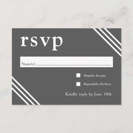 Einfaches elegantes Grey Wedding RSVP Begleitkarte (Vorderseite)