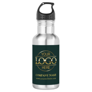 Einfaches elegantes grün-goldenes Firmenlogo Edelstahlflasche