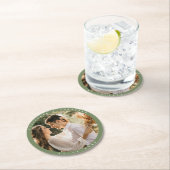 Einfaches elegantes Grüne Hochzeitsfest Foto Runder Pappuntersetzer (Vor Ort)