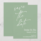 Einfaches Elegantes Handschrift-Skript Salbeigrün Save The Date (Vorne/Hinten)
